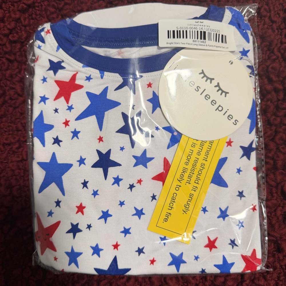 NWT Little Sleepies Bright Stars 2 pc long sleeve & pants set in size 4T